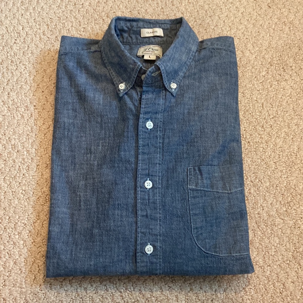 J. Crew classic fit chambray shirt.  Size L.